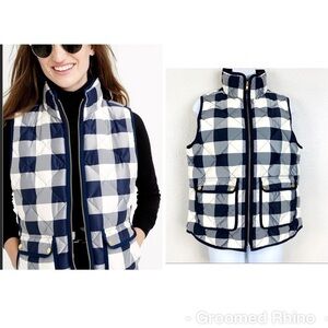 J. Crew Navy and White Checkered Vest
